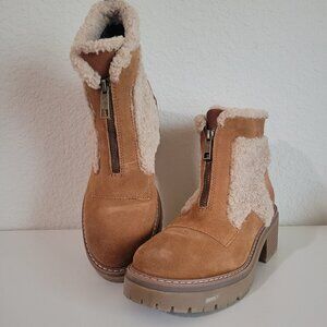 Naturalizer Womens Size 9 chunky lugged sole sienna brown zipper ankle boot